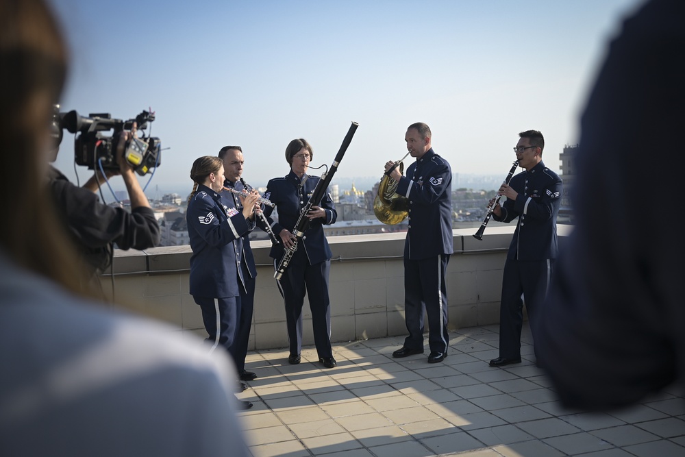 USAFE Band performs on Kyiv local news stations