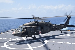 UH-60 Blackhawk Helicopter Lands on USNS Burlington to Refuel