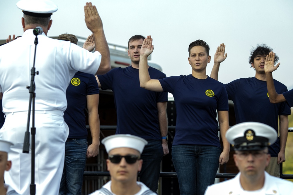 Future Sailor takes oath of enlistment during ceremony at Western Idaho State Fair