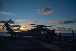 USS America (LHA 6) Conducts Flight Operations At Night