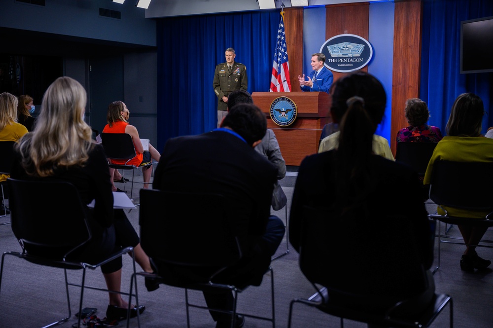 Pentagon Press Secretary John F. Kirby, Army Maj. Gen. Taylor hold press briefing