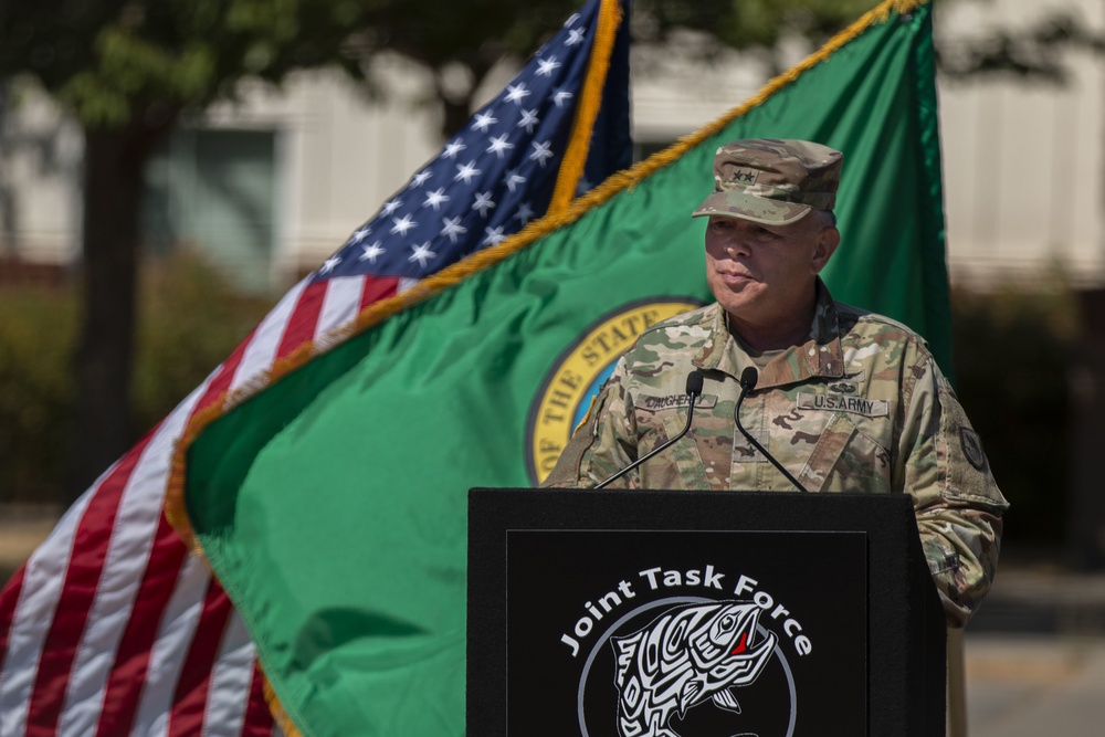 Washington National Guard Adjutant General attends Joint Task Force Steelhead deactivation ceremony