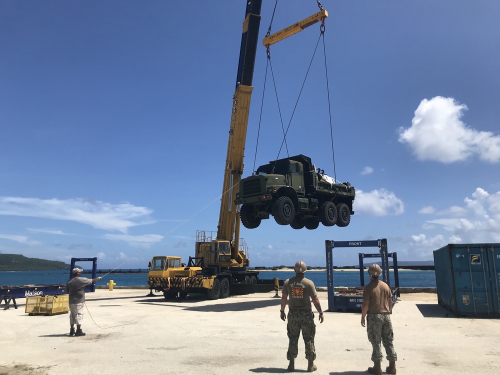 NMCB-5's Detail Tinian supports Exercise Freedom Banner