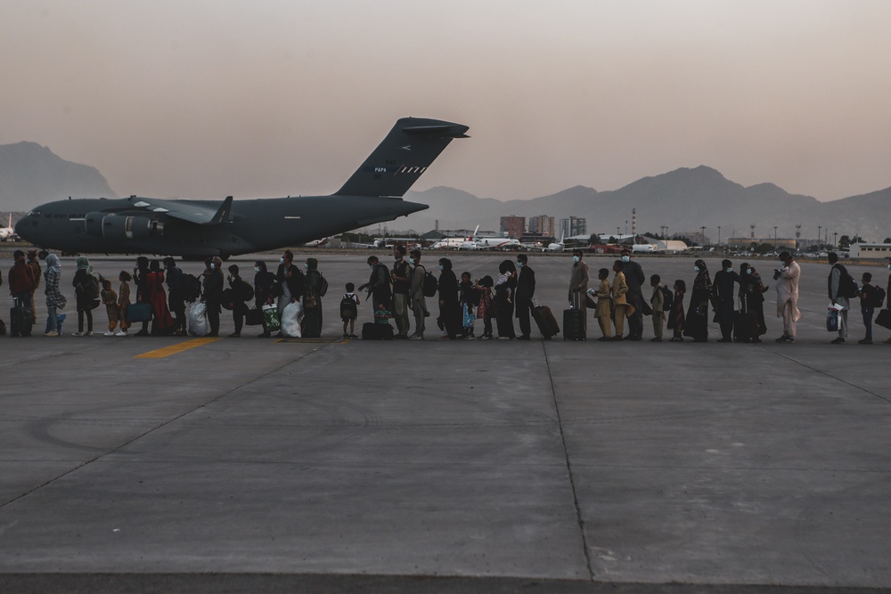 Evacuation at Hamid Karzai International Airport