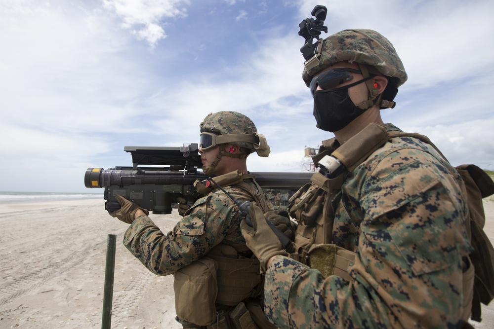2nd Low Altitude Air Defense Battalion conduct live-fire range at Onslow Beach