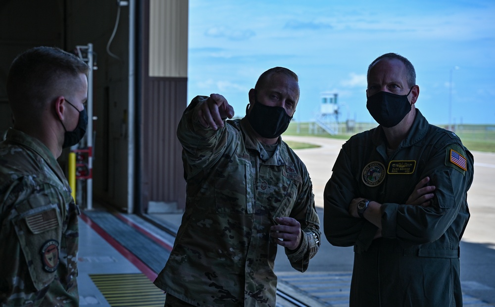 U.S. Strategic Command's Rear Adm. Mark Behning visits Whiteman Air Force Base, tours B-2 Spirit