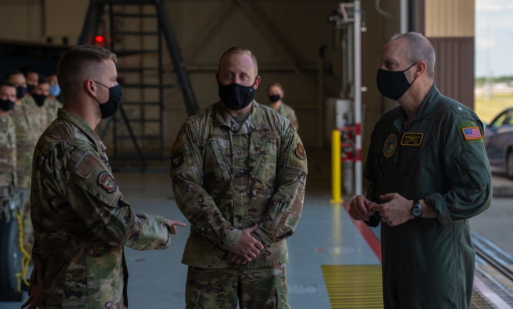 U.S. Strategic Command's Rear Adm. Mark Behning visits Whiteman Air Force Base, tours B-2 Spirit