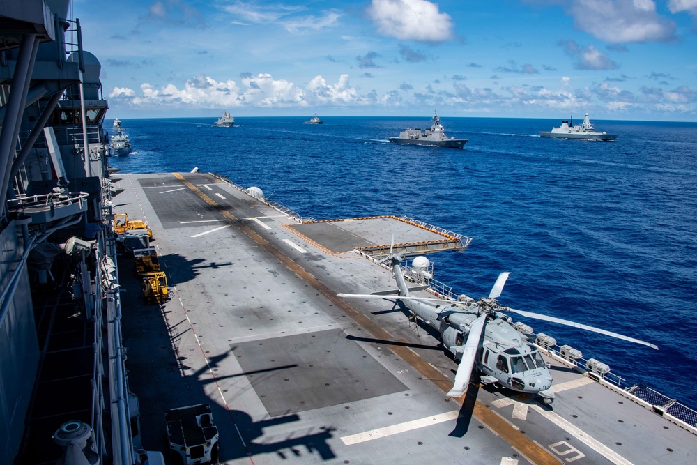 USS America (LHA 6) Participates in Formation Exercise with Partners and Allies