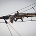 Sailor climbs aboard USS Constitution