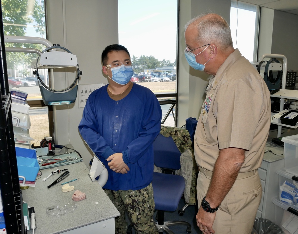 US Navy Surgeon General RADM Bruce Gillingham meets with Sailors aboard Naval Health Clinic Oak Harbor