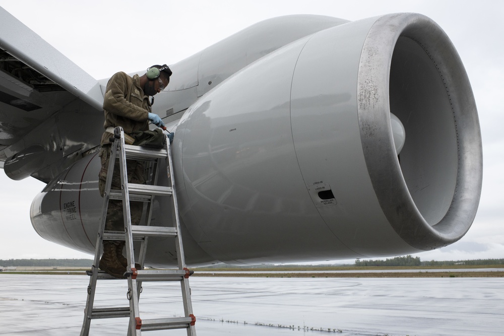 718th AMXS maintainers recover an E-3 Sentry during RED FLAG-Alaska 21-3