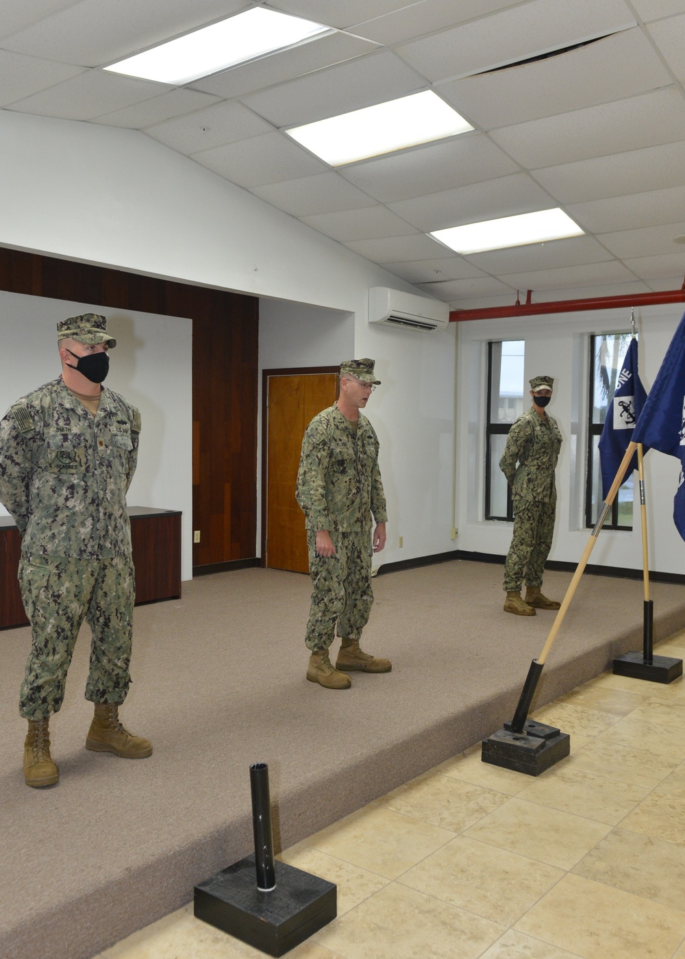 CAPT. Flood leads Change of Charge ceremony at Camp Covington, Naval Base Guam