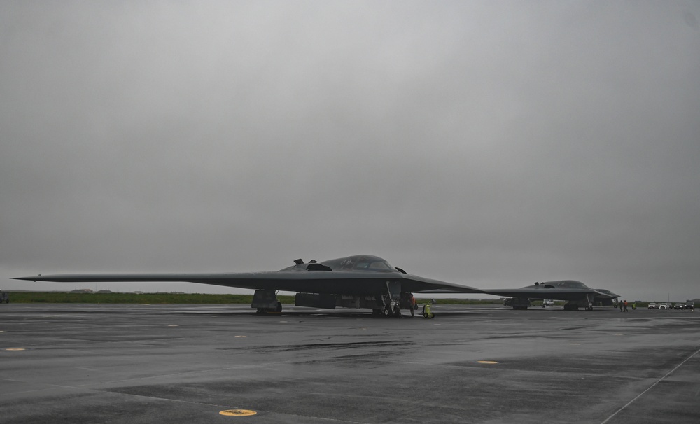 110th Expeditionary Bomb Squadron launches B-2 Spirit to integrate with USAFE F-15 Eagle