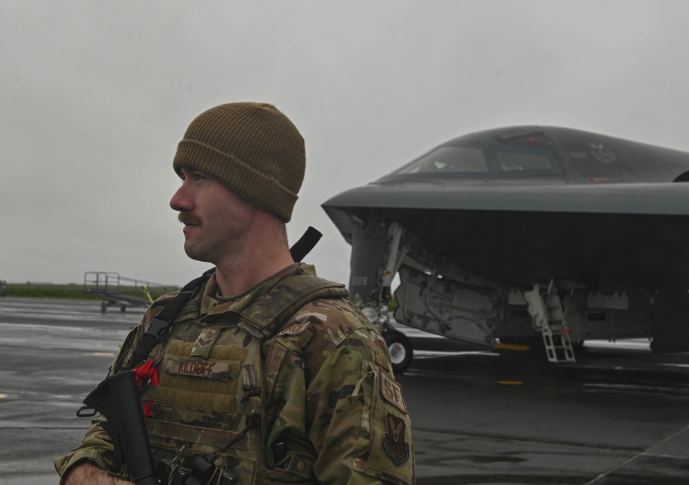 110th Expeditionary Bomb Squadron launches B-2 Spirit to integrate with USAFE F-15 Eagle