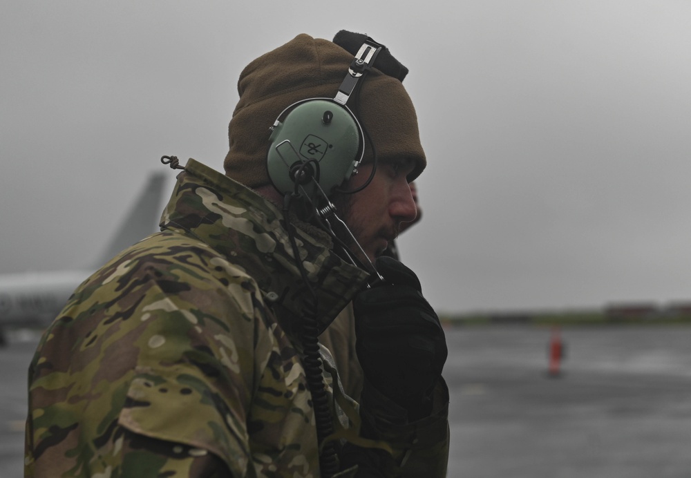 110th Expeditionary Bomb Squadron launches B-2 Spirit to integrate with USAFE F-15 Eagle