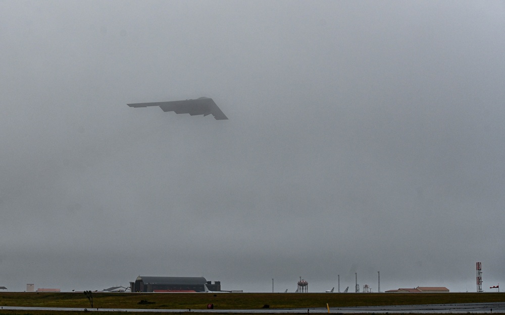 110th Expeditionary Bomb Squadron launches B-2 Spirit to integrate with USAFE F-15 Eagle