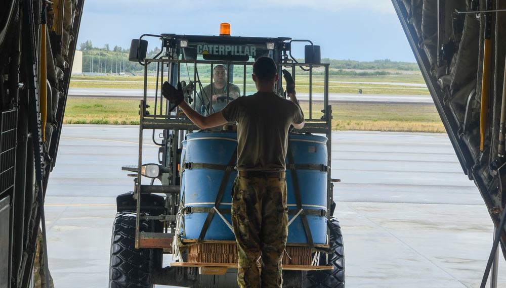 39th Airlift Squadron loads C-130J Super with cargo for training sortie