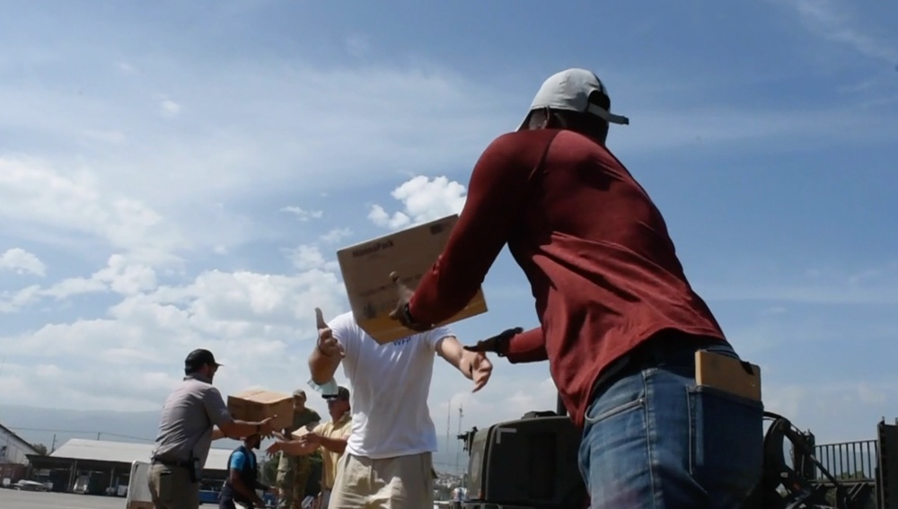 JTF-Haiti airlifts food to Haitians effected by the earthquake