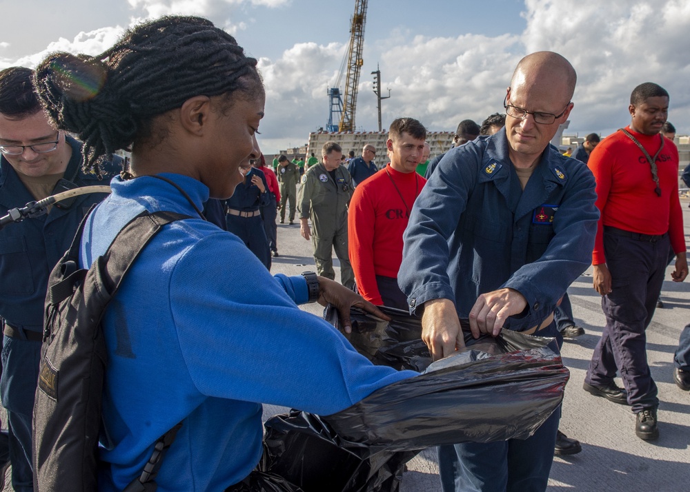 GHWB Sailors Participate in FOD Walkdown