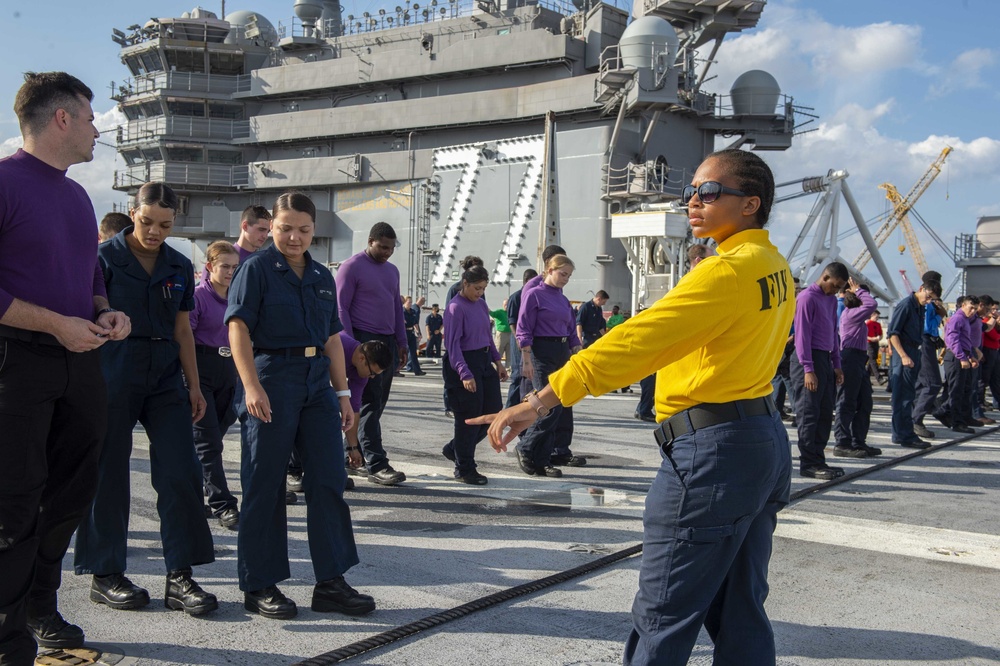 GHWB Sailors Participate in FOD Walkdown