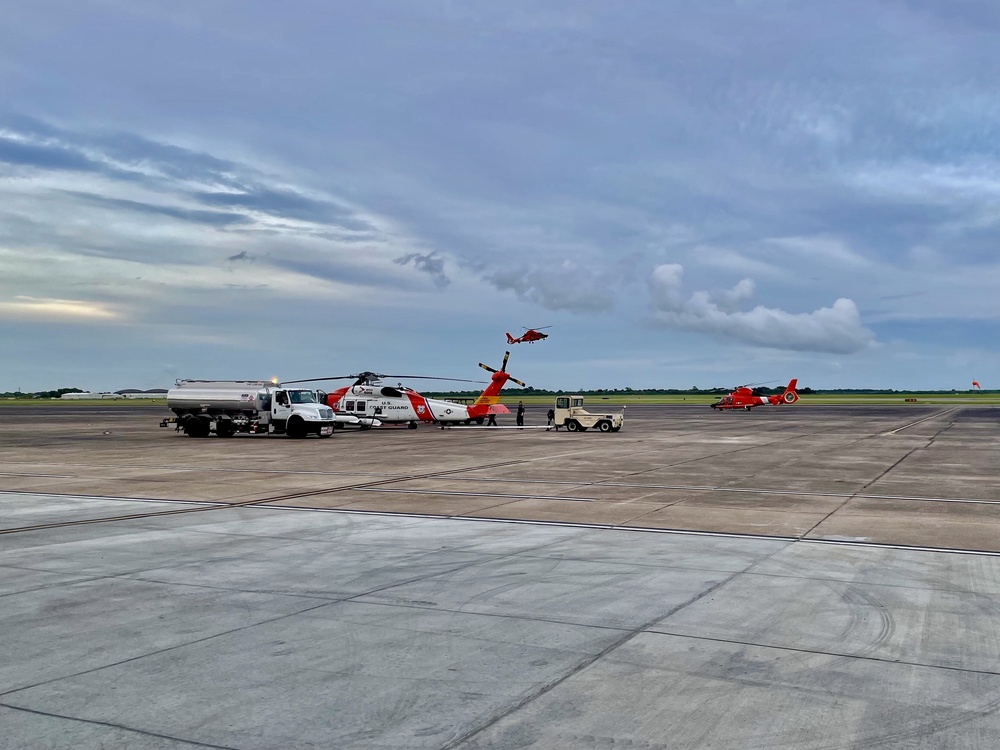 U.S. Coast Guard helicopters pre-stage for Ida in Houston