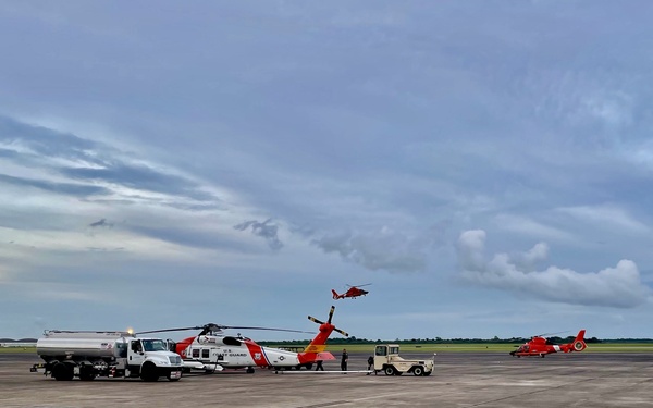 U.S. Coast Guard helicopters pre-stage for Ida in Houston