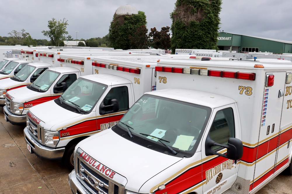 Ambulances Pre-Staged Outside of Baton Rouge Ahead of Hurricane Ida
