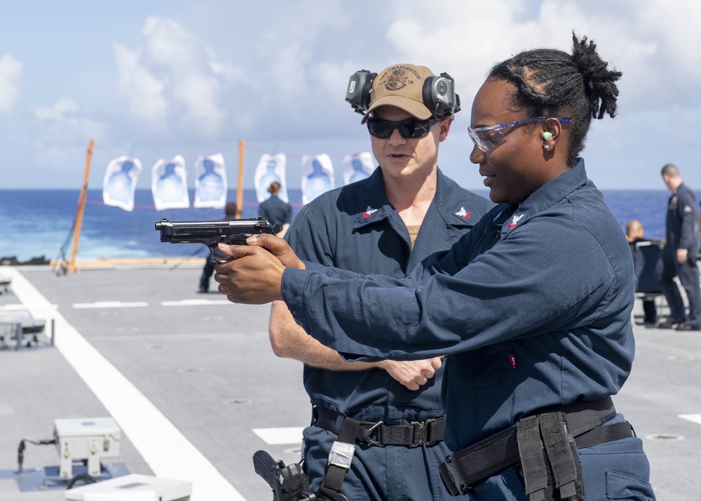 Small Arms Training Aboard USS Charleston (LCS 18)