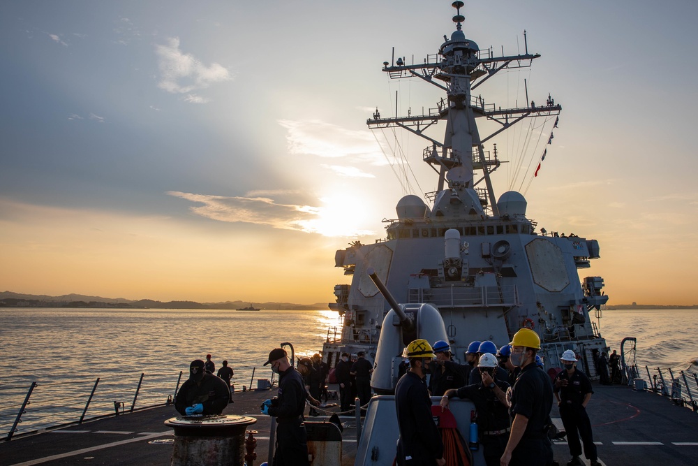 USS Barry Gets Underway to Support MALABAR 2021