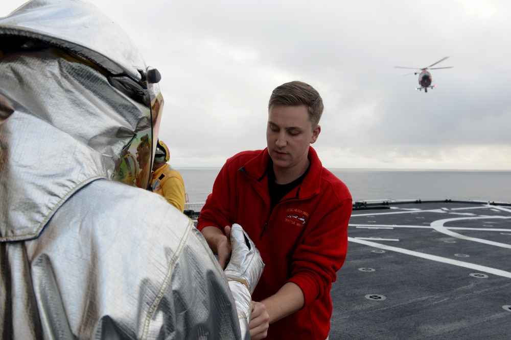 Coast Guard Cutter Healy, Air Station Kodiak conduct flight ops in Gulf of Alaska