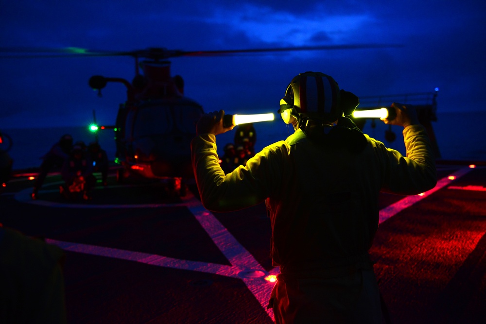 Coast Guard Cutter Healy, Air Station Kodiak conduct flight ops in Gulf of Alaska