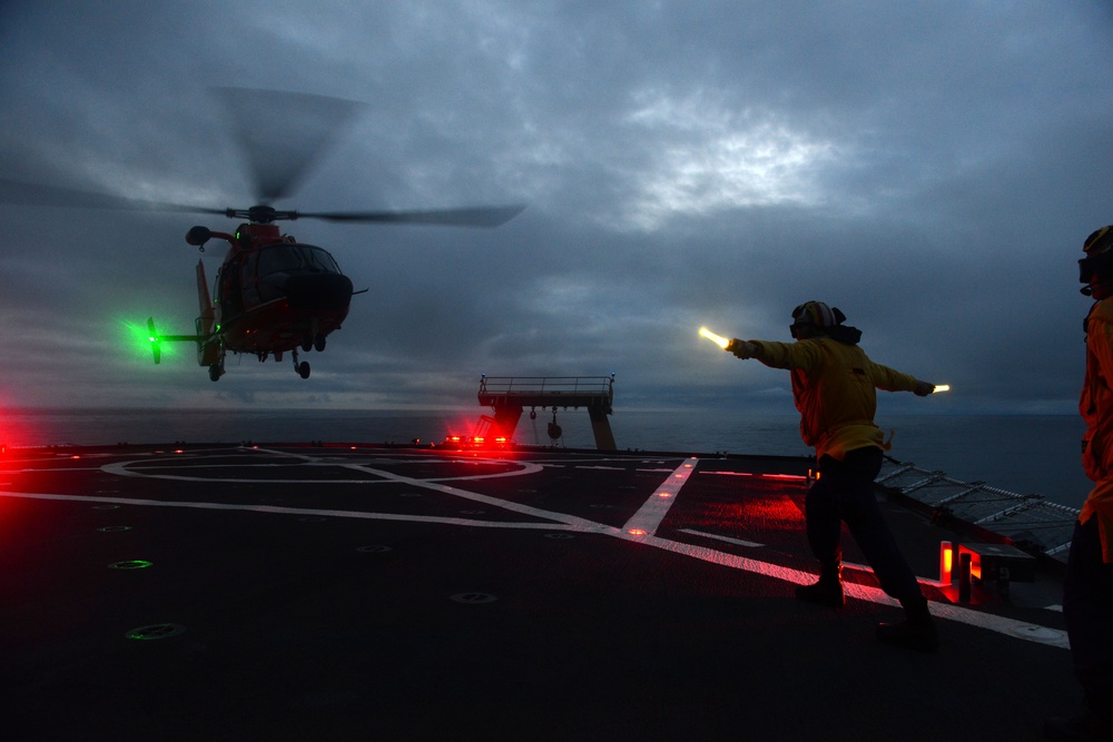 Coast Guard Cutter Healy, Air Station Kodiak conduct flight ops in Gulf of Alaska