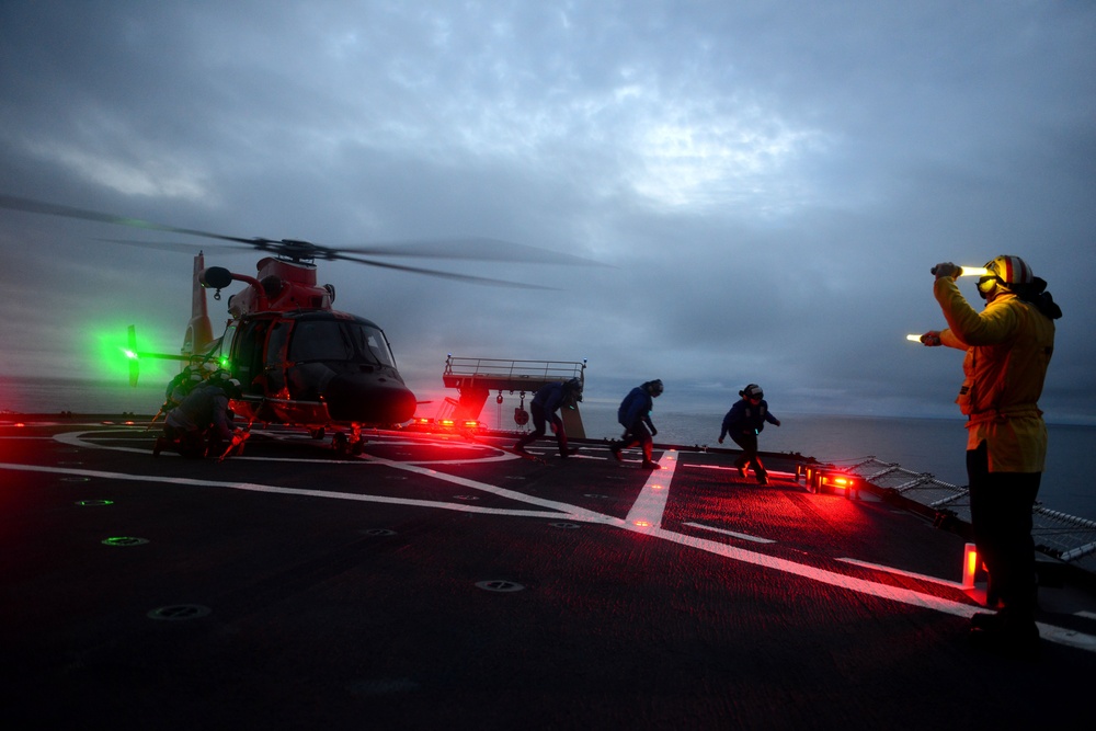 Coast Guard Cutter Healy, Air Station Kodiak conduct flight ops in Gulf of Alaska