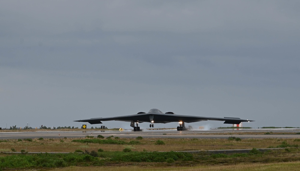 110th Expeditionary Bomb Squadron launches B-2 Spirit to integrate with USAFE F-15 Eagle