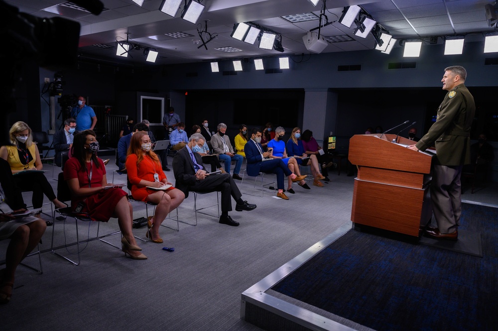 Pentagon Press Secretary John F. Kirby, Army Maj. Gen. Taylor hold press briefing