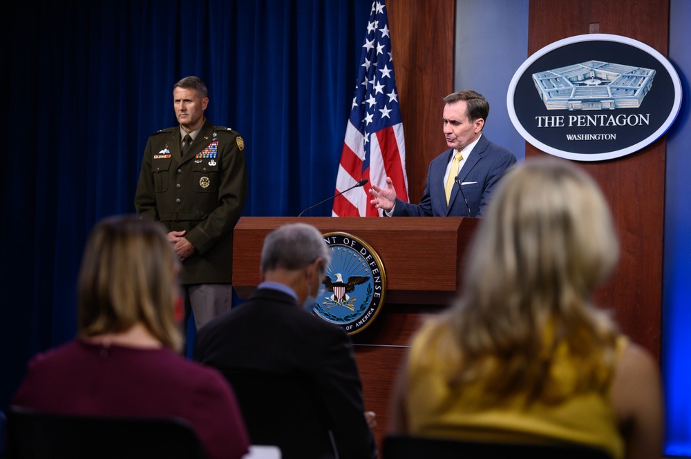 Pentagon Press Secretary John F. Kirby, Army Maj. Gen. Taylor hold press briefing