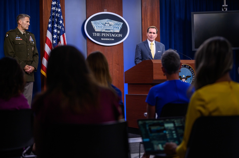 Pentagon Press Secretary John F. Kirby, Army Maj. Gen. Taylor hold press briefing