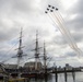 The Blue Angels transit by the USS Constitution