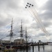 The Blue Angels transit by the USS Constitution
