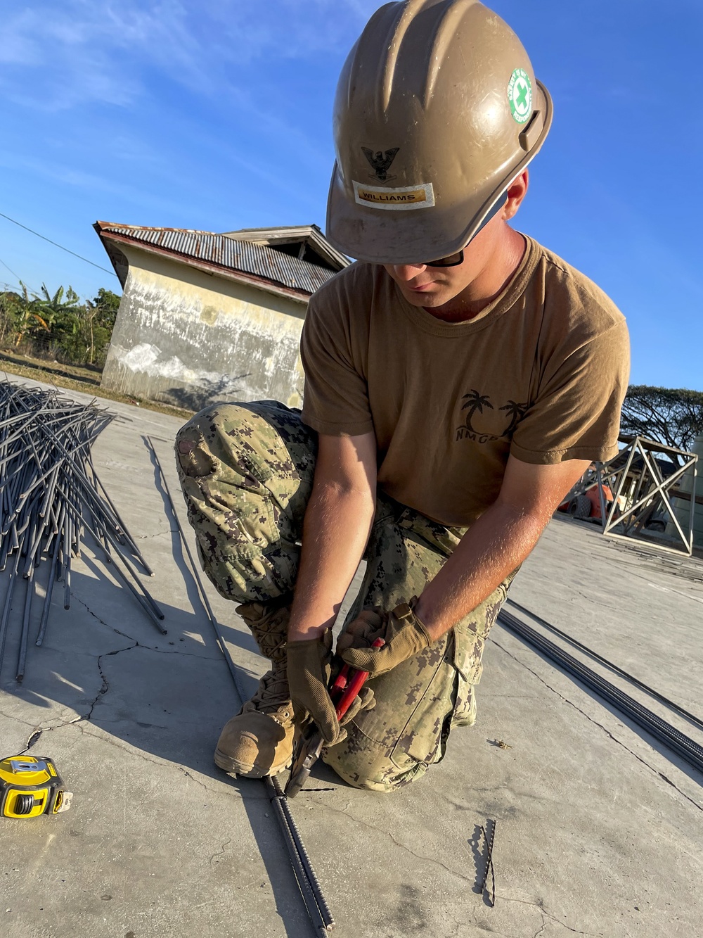 US Navy Seabees with NMCB-5 build a schoolhouse in Timor-Leste to support the local Ministry of Education