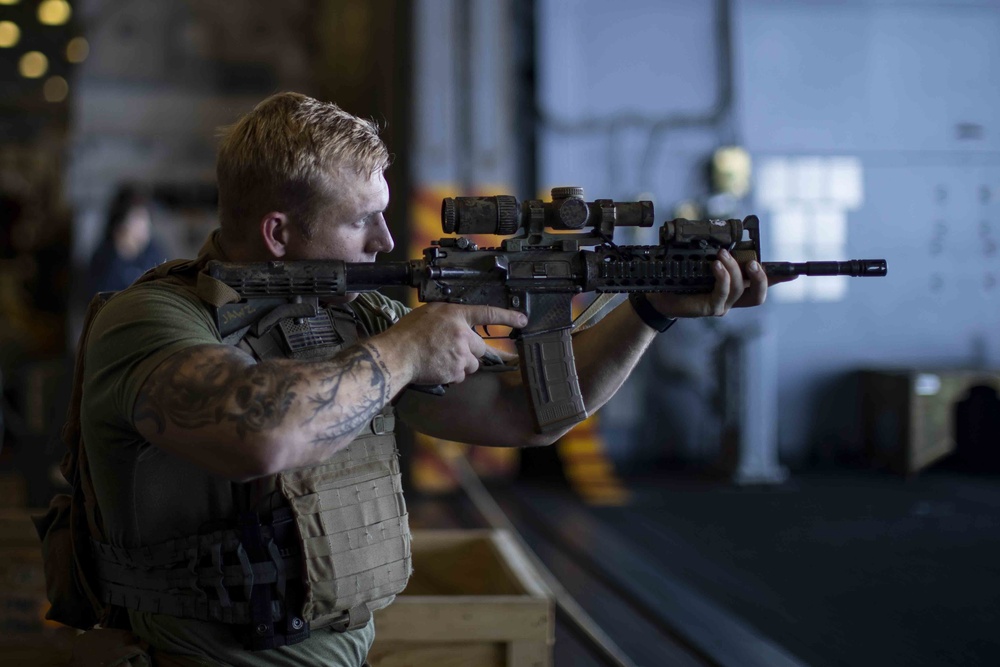Speed reload drills aboard USS Essex