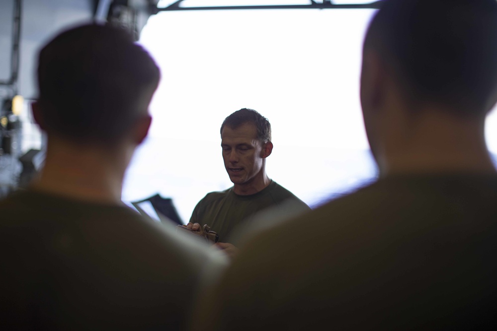 Speed reload drills aboard USS Essex