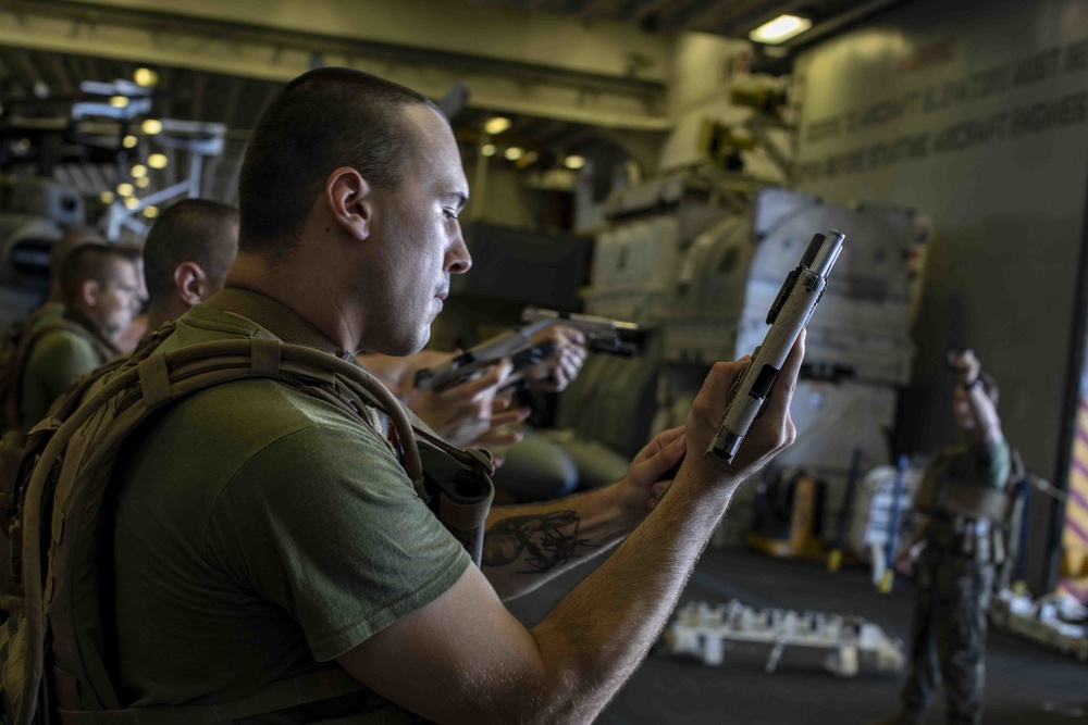 Speed reload drills aboard USS Essex