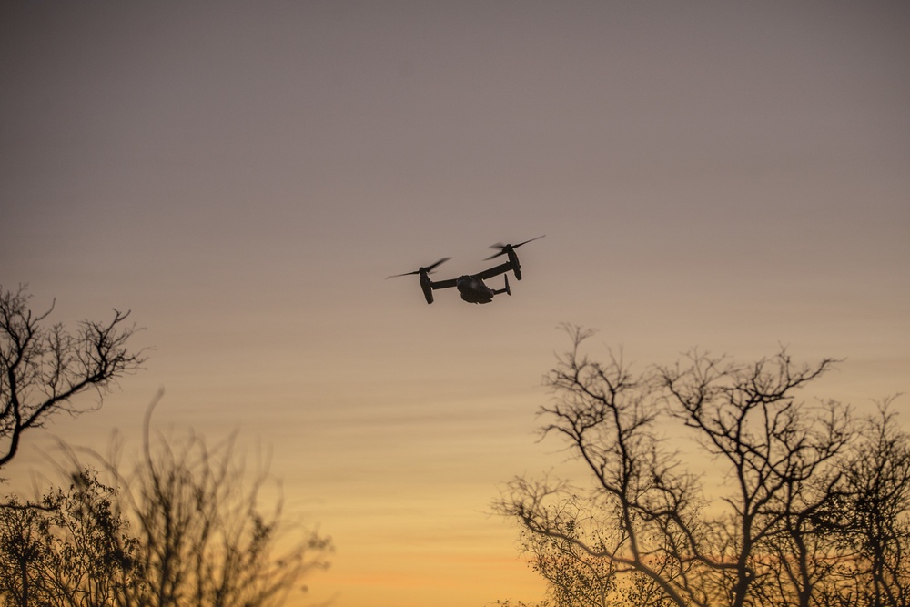 MV-22B Ospreys fly over during Exercise Koolendong