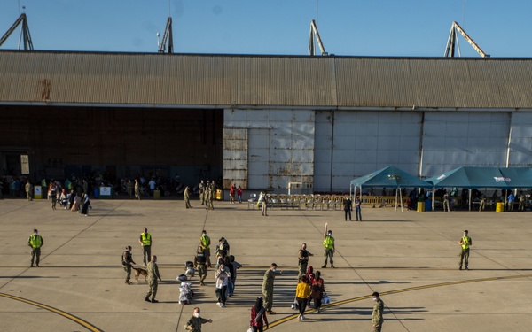 Afghanistan Evacuees arrive at NAVSTA Rota