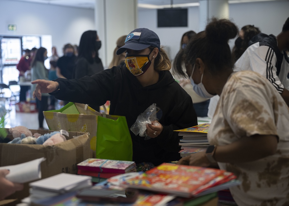 Volunteers packed and organized children’s supplies to aid during OAW