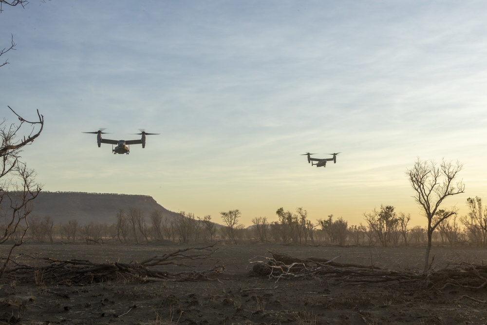 U.S. Marines and Australian Army Soldiers call in close air support during Exercise Koolendong