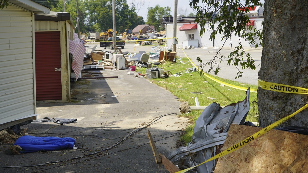 Flooded Neighborhood Street Debris