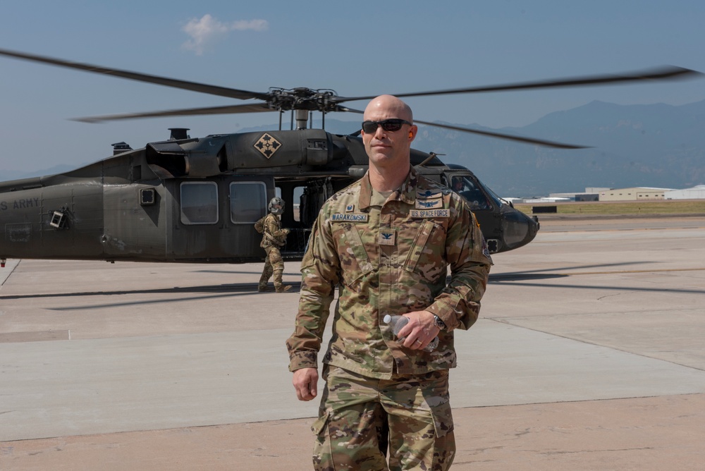 Garrison commander greets Airmen and Guardians during CBRN exercise