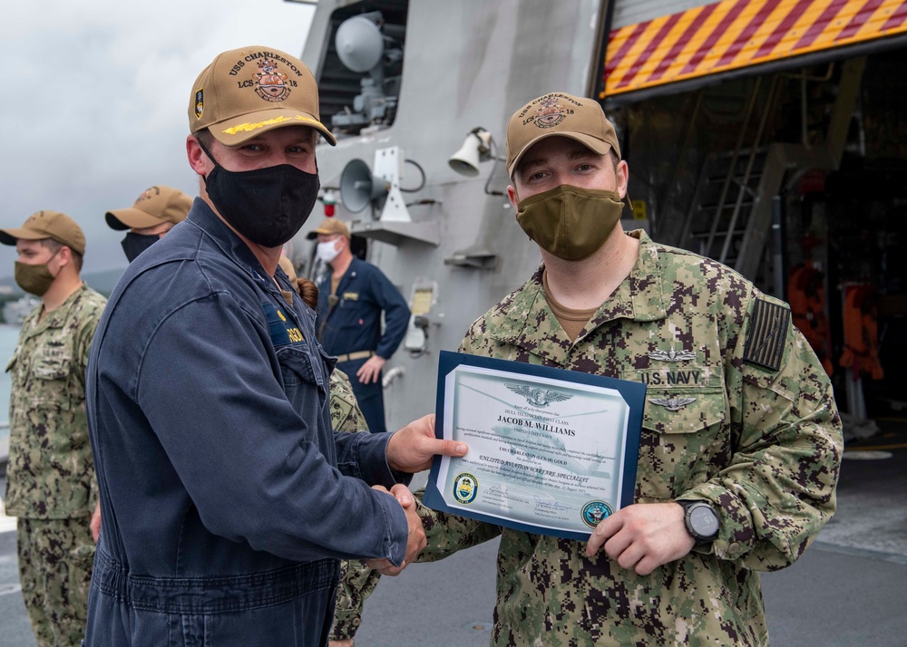 Award Ceremony Aboard USS Charleston (LCS 18)